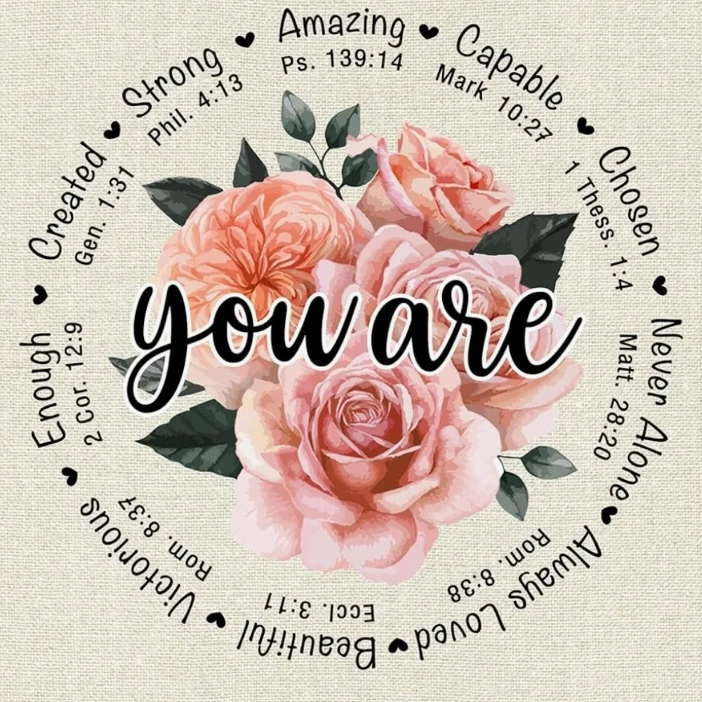 New! Canvas tote large bag with scripture religious Christian flower white black - Picture 2 of 7